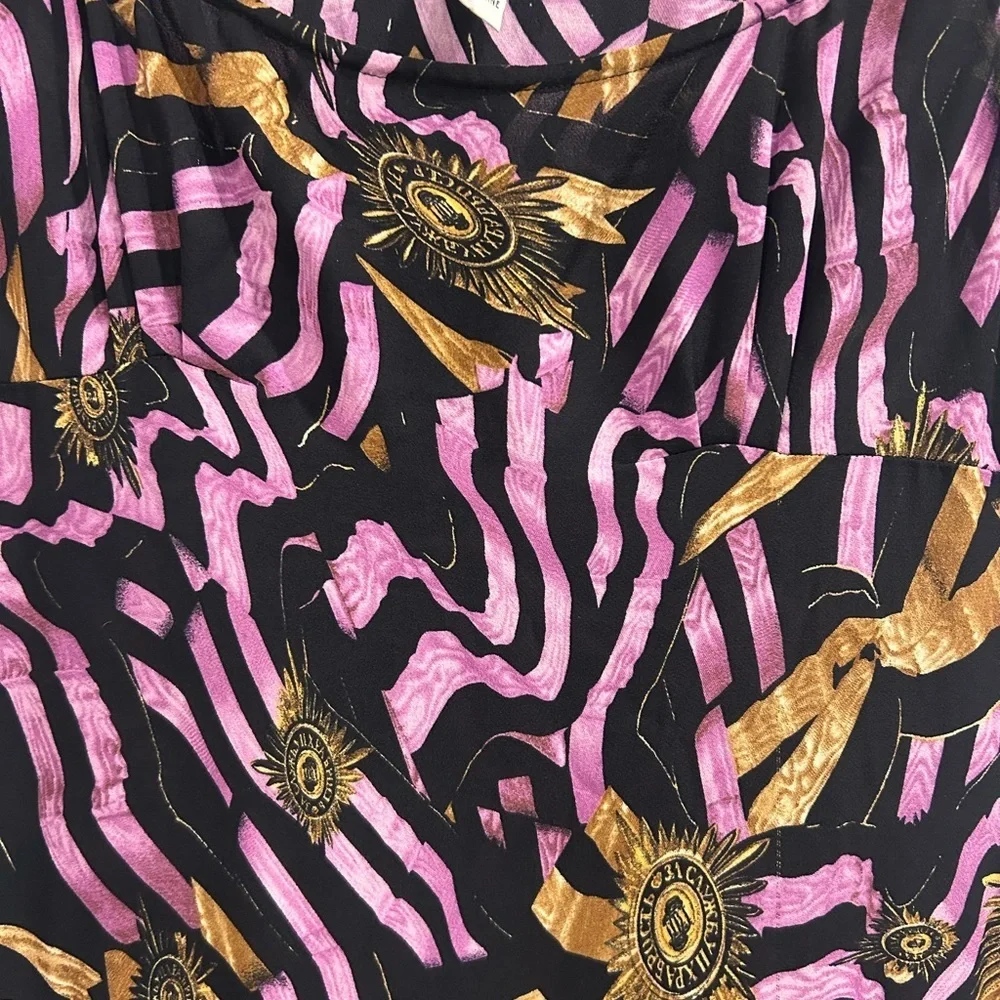 DVF Diane Von Furstenberg Black Print Silk Sleeveless Midi Dress Vintage Size 6 - Picture 2 of 6